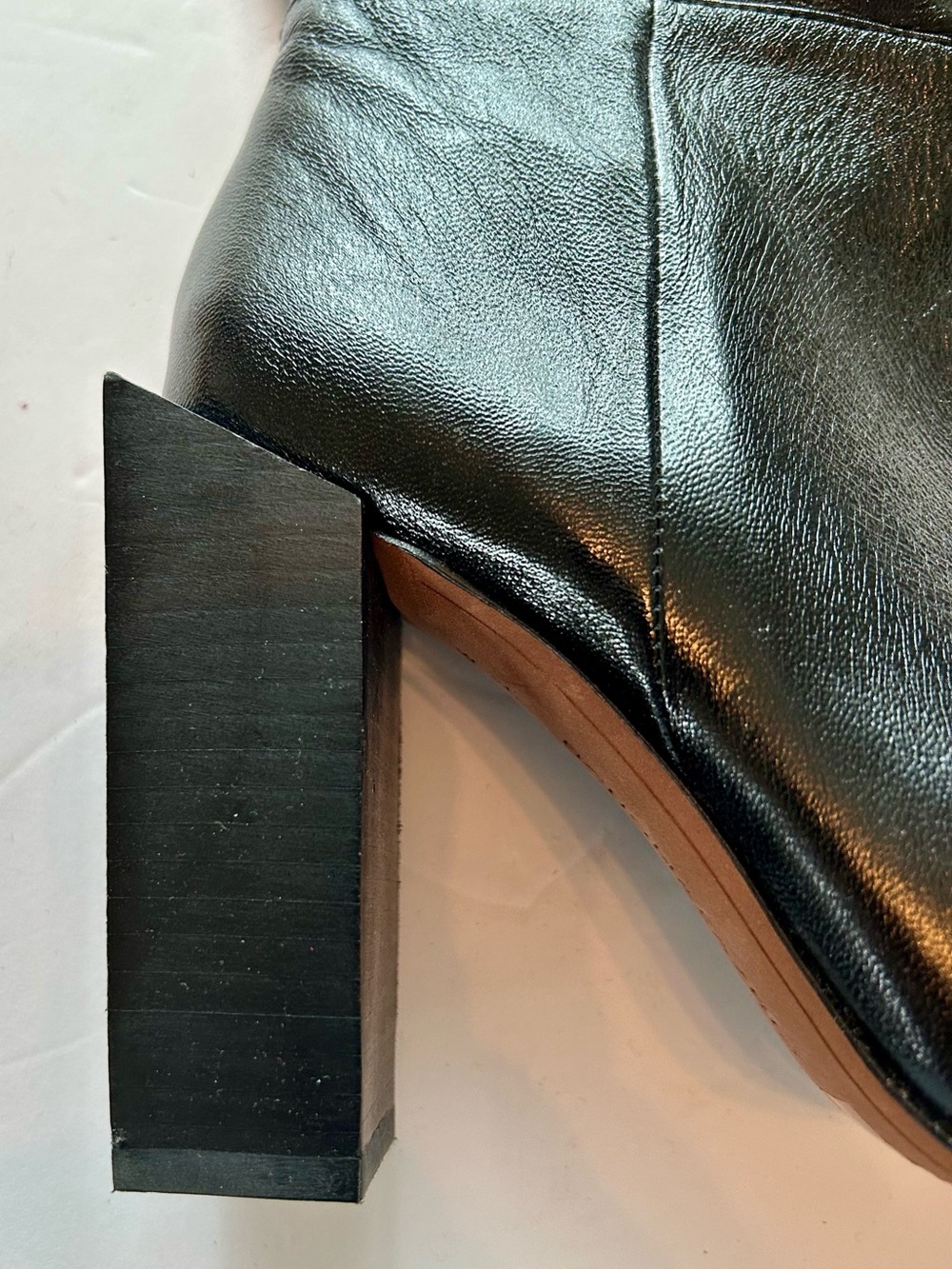 BCBG Black Leather Over-the-Knee Block Heel Boots - Picture 9 of 10